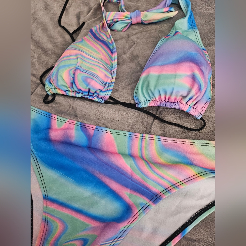 Rainbow Oil Spill String Bikini